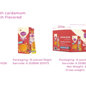 Al Samman Karak Tea with Cardamom & Saffron Peach Flavored 20 Grams X10 Packs X 12 Boxes / Case